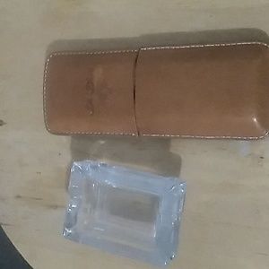 Leather cigar holder and ashtrays